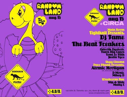 Event poster: Random Land · Tightknit, Toronto · 15 August